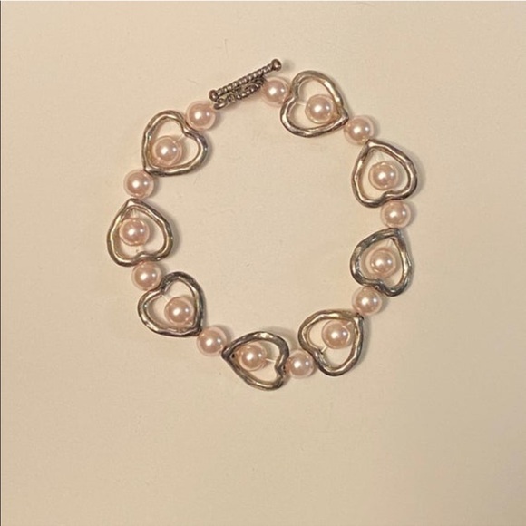 Light pink rose imitation pearl bracelet - Picture 3 of 4